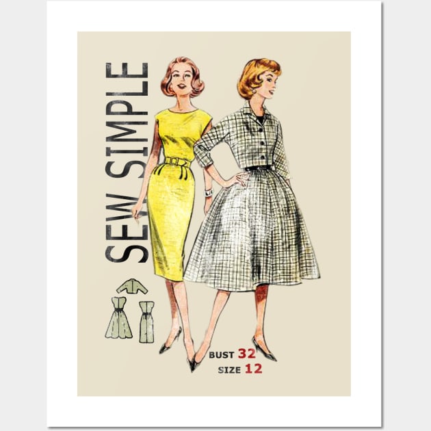 Sew Simple - Vintage Dressmaking Pattern Wall Art by The Blue Box